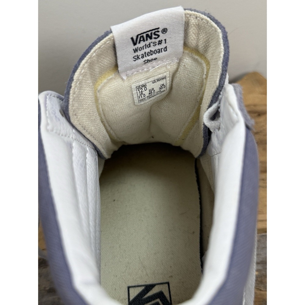 Vans Sk8-Hi Mens 12 Gray White Athletic Casual Skate Shoes Sneakers Streetwear - Picture 3 of 7